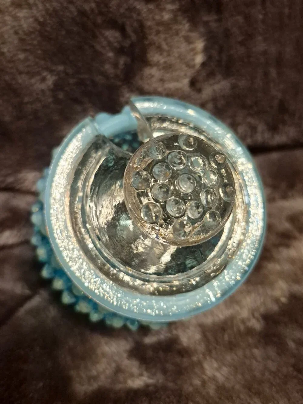 Fenton Blue Hobnail Mustard Jar with Lid (No Spoon)